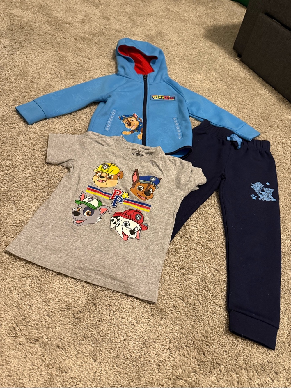 Paw Patrol 3-Piece Toddler Outfit - Blue Hoodie, Gray Tee, Navy Pants